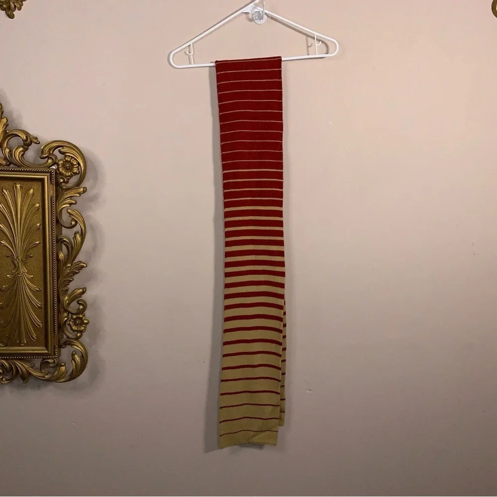 Y2K Echo Soft Knit Burgundy Red Beige Striped Scarf Adult Unisex